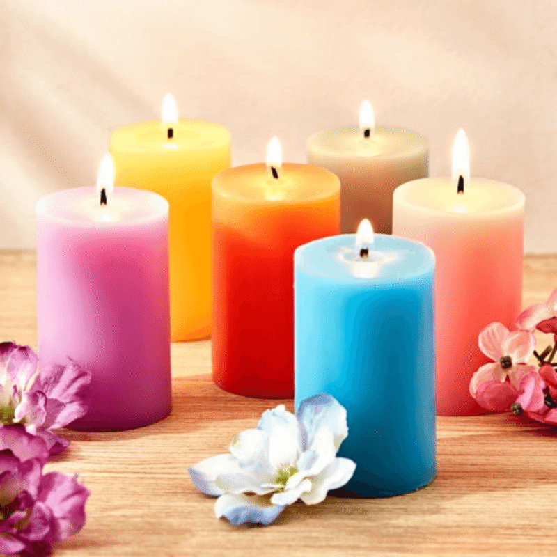 Asian Aura English Lavender Scented Wax Pillar Candle Set - Image 2