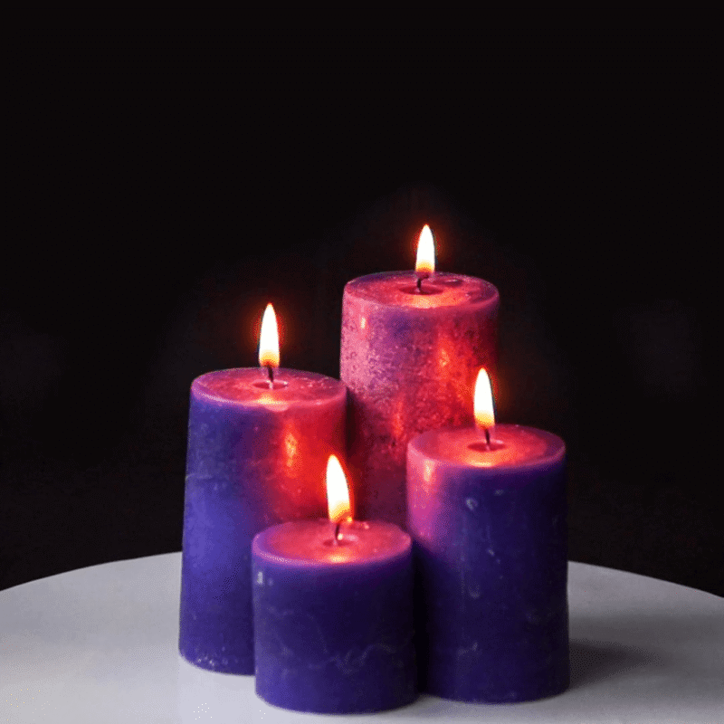 Asian Aura English Lavender Scented Wax Pillar Candle Set
