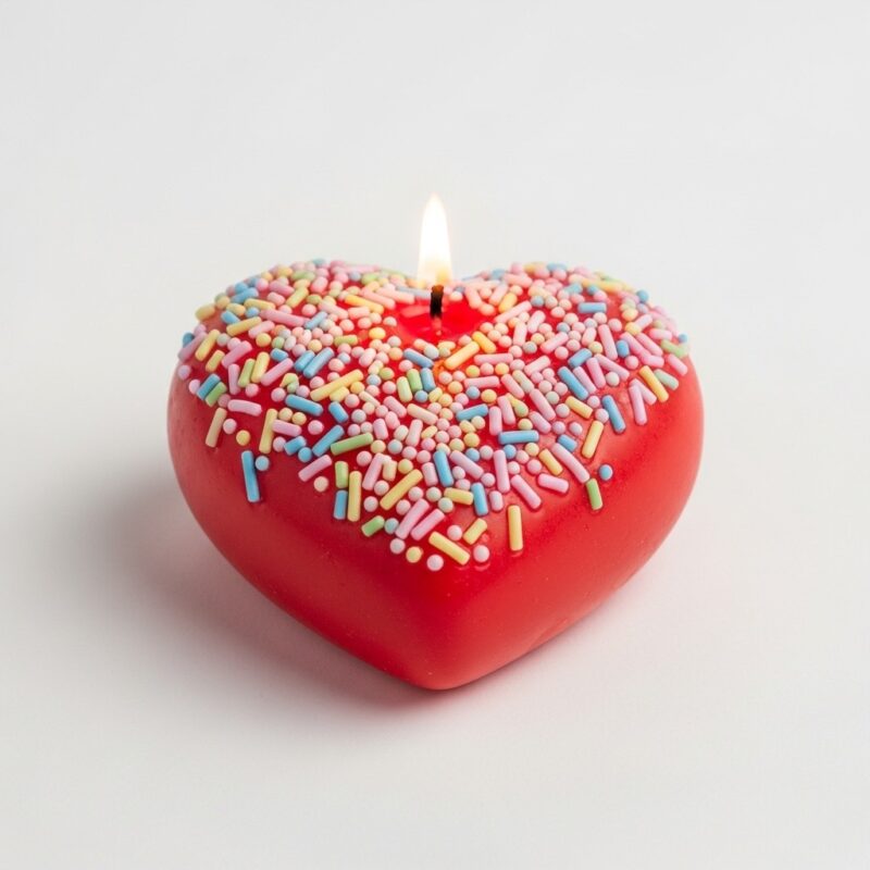 Red heart sprinkle candle - Image 4