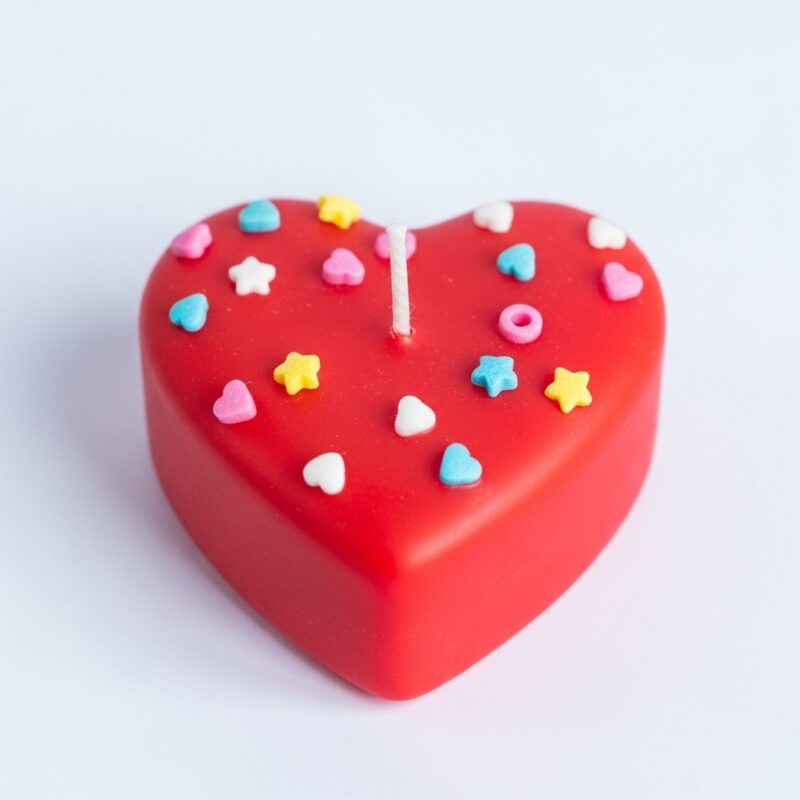 Red heart sprinkle candle - Image 2