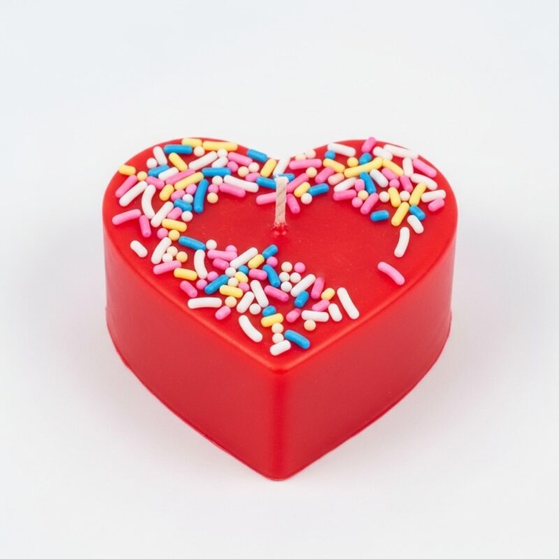 Red heart sprinkle candle - Image 3
