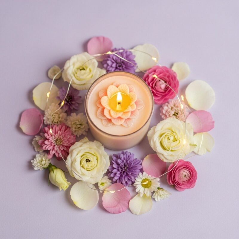 Flower effect scented candle (1 piece ) - Image 3