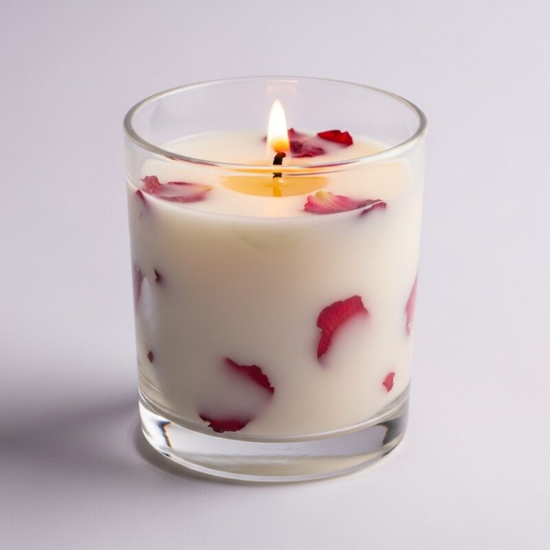 Handcrafted Floral Soy Wax Jar Candle Red Petal Design - Image 3