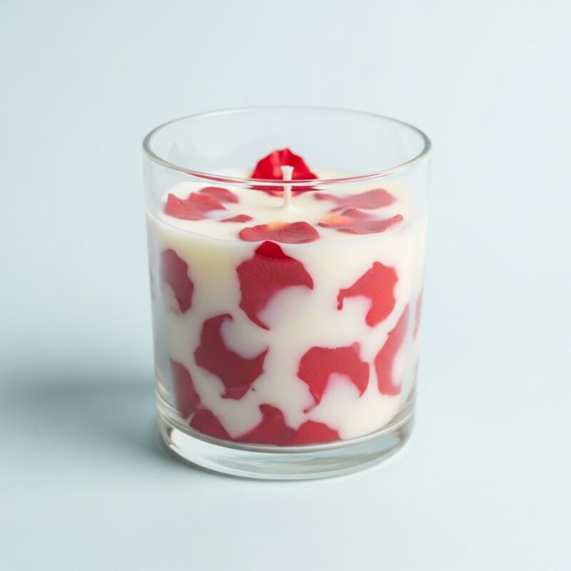 Handcrafted Floral Soy Wax Jar Candle Red Petal Design - Image 2