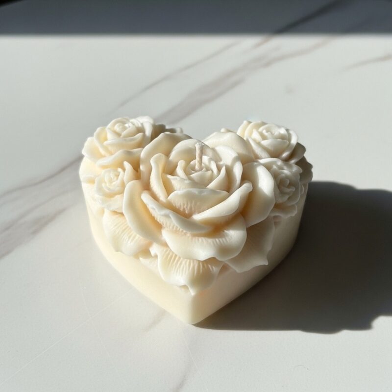 Rose in heart shape candle - Image 3