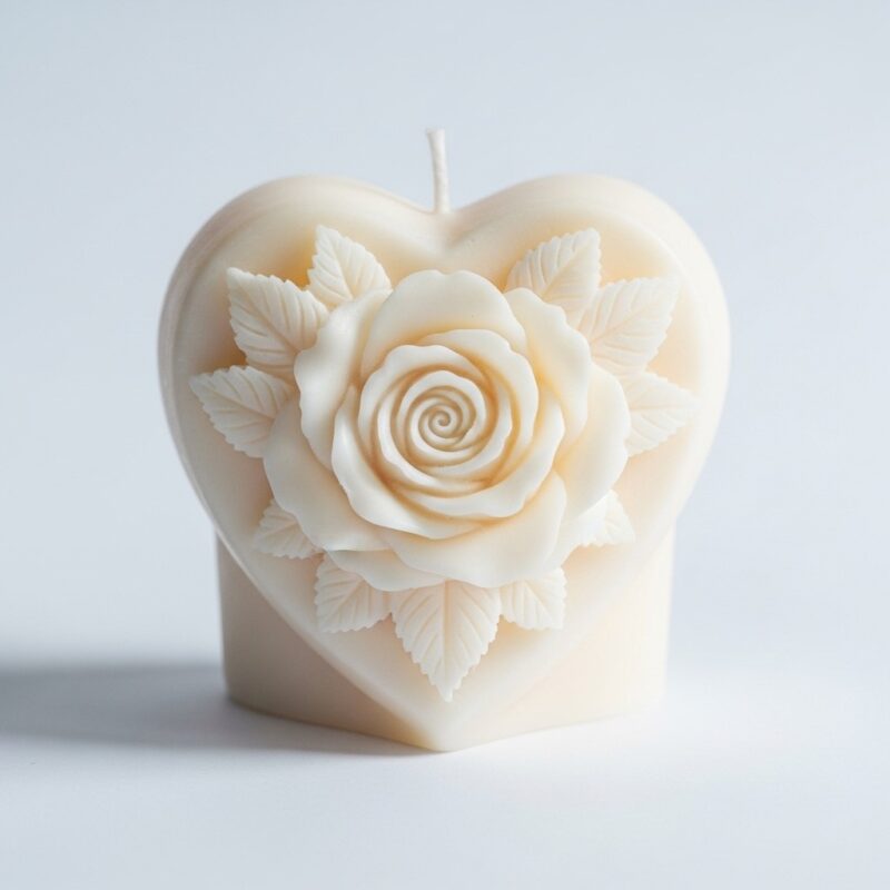 Rose in heart shape candle - Image 2