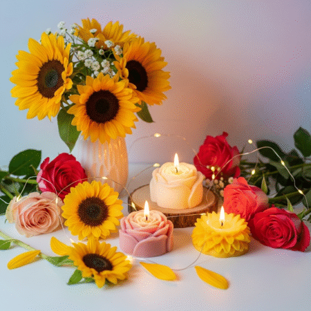 Sunflower Candle & Rose Candle